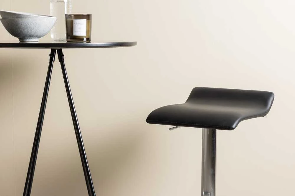 Venture Design Baro stalo ir baro kėdžių komplektas 60 cm juodas MDF faneruotas chromuotas plienas audinys