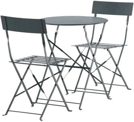 Lauko baldų komplektas Venture Design Bistro komplektas, Marseille, skaitmeniškas, stalas: ⌀60 Kėdė: D: 45 A: 80 P: 42, Tamsiai pilka