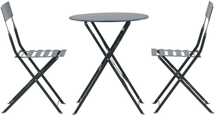 Lauko baldų komplektas Venture Design Bistro komplektas, Marseille, skaitmeniškas, stalas: ⌀60 Kėdė: D: 45 A: 80 P: 42, Tamsiai pilka