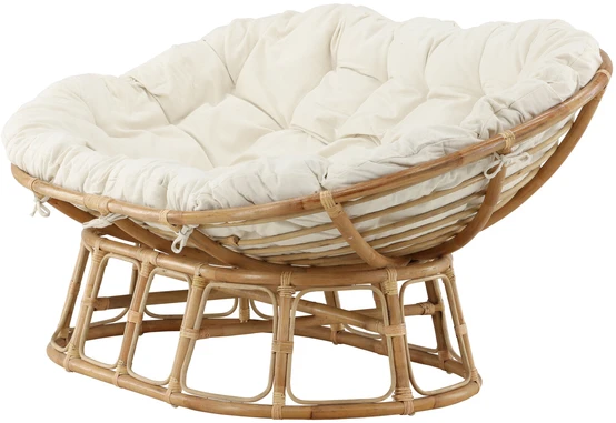Venture Design Dviejų vietų rataninis dvivietis fotelis 150x54x34 cm smėlio spalvos medvilnė