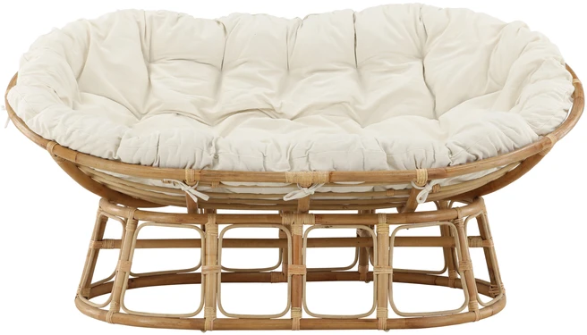 Venture Design Dviejų vietų rataninis dvivietis fotelis 150x54x34 cm smėlio spalvos medvilnė