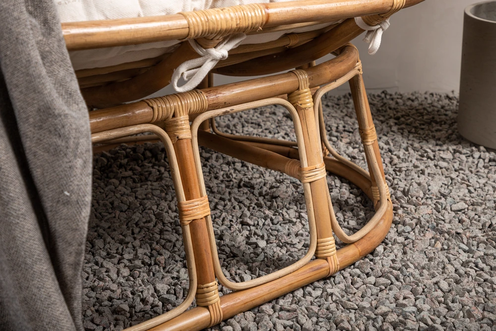 Venture Design Dviejų vietų rataninis dvivietis fotelis 150x54x34 cm smėlio spalvos medvilnė
