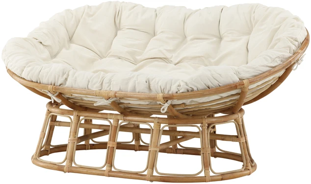 Venture Design Dviejų vietų rataninis dvivietis fotelis 150x54x34 cm smėlio spalvos medvilnė