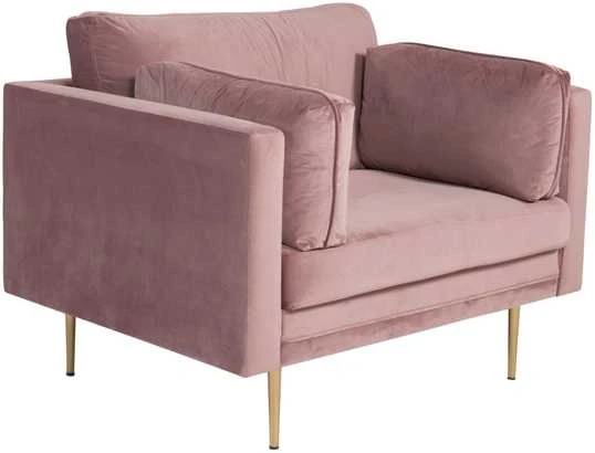 Venture Design Fotelis, Boom vienkartinis kėdės modelis iš aksomo, 86x84x110 cm, Rožinė