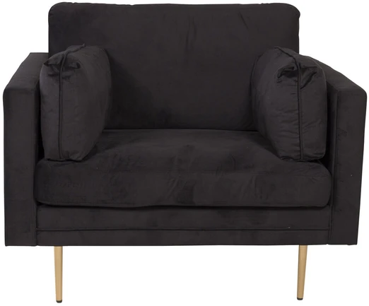 Venture Design Fotelis, Boom vieno sėdynės kėdė iš aksomo, 86x84x110 cm, Juoda