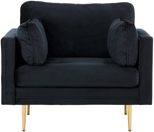 Venture Design Fotelis, Boom vieno sėdynės kėdė iš aksomo, 86x84x110 cm, Juoda