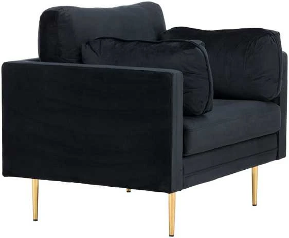 Venture Design Fotelis, Boom vieno sėdynės kėdė iš aksomo, 86x84x110 cm, Juoda