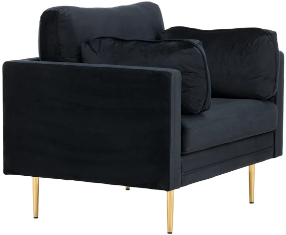 Venture Design Fotelis, Boom vieno sėdynės kėdė iš aksomo, 86x84x110 cm, Juoda