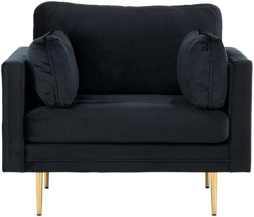 Venture Design Fotelis, Boom vieno sėdynės kėdė iš aksomo, 86x84x110 cm, Juoda