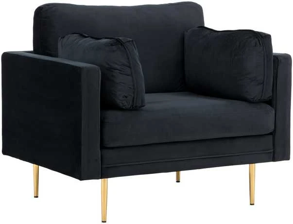 Venture Design Fotelis, Boom vieno sėdynės kėdė iš aksomo, 86x84x110 cm, Juoda