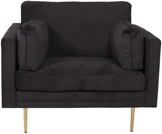 Venture Design Fotelis, Boom vieno sėdynės kėdė iš aksomo, 86x84x110 cm, Juoda