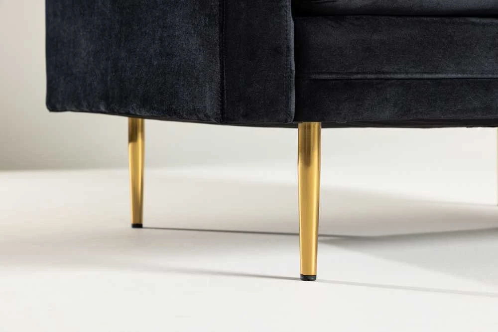 Venture Design Fotelis, Boom vieno sėdynės kėdė iš aksomo, 86x84x110 cm, Juoda
