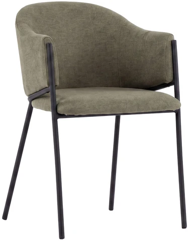 Venture Design Fotelis Evelina, 2 vnt., poliesteris (lino faktūros), tamsiai žalia, juoda