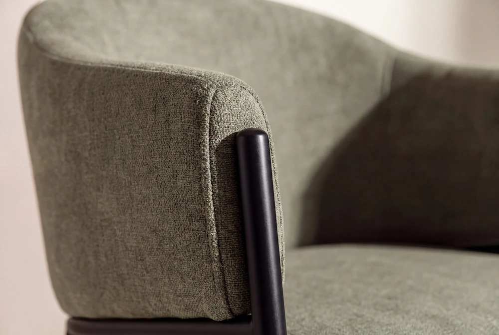 Venture Design Fotelis Evelina, 2 vnt., poliesteris (lino faktūros), tamsiai žalia, juoda