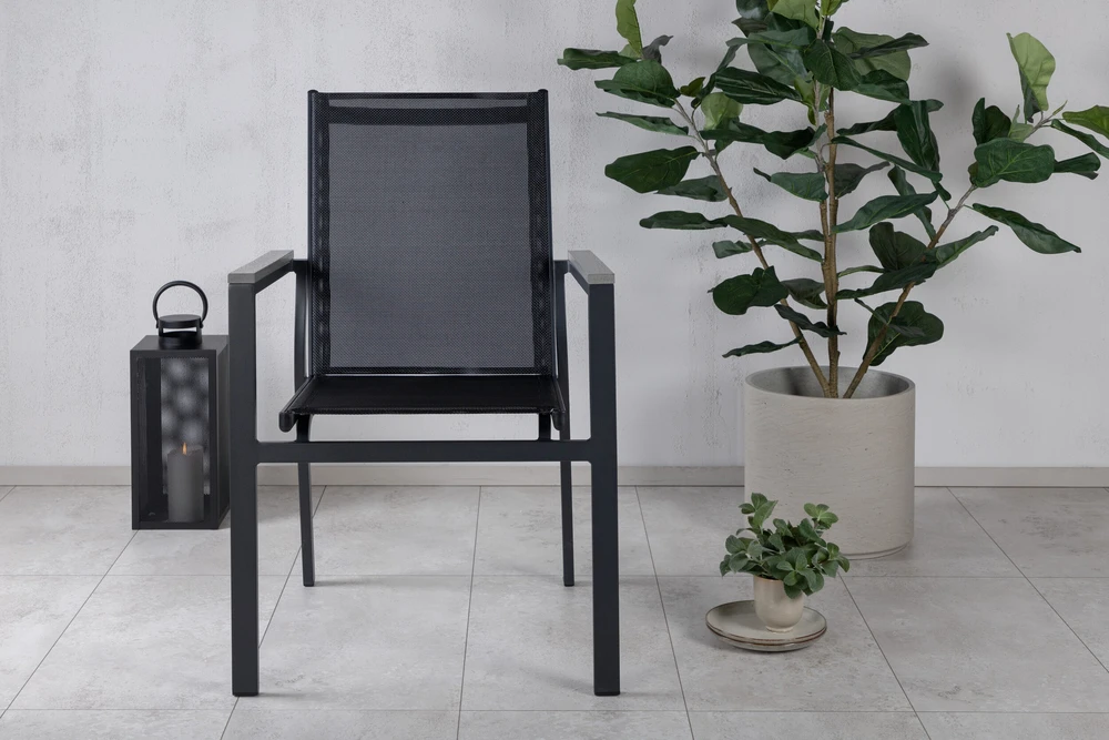 Venture Design Fotelis, Parma 2 vnt., 59x57x90 cm, Juoda/Pilka
