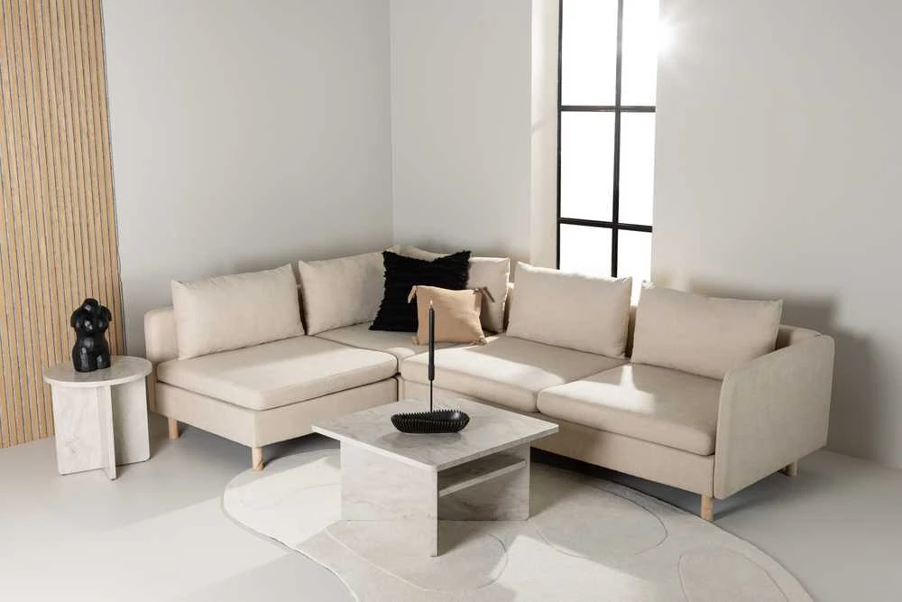 Kampinis sofa, Zero, 295x195 cm, kreminis