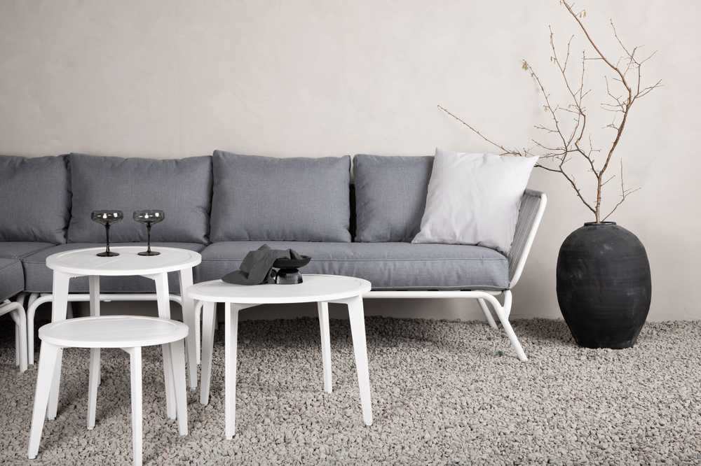 Venture Design Kampinis sofaas, Roxo, 283x220.5 cm, Balta/Pilka