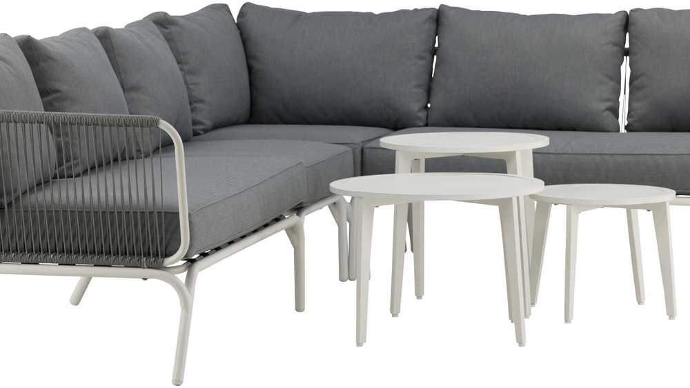Venture Design Kampinis sofaas, Roxo, 283x220.5 cm, Balta/Pilka