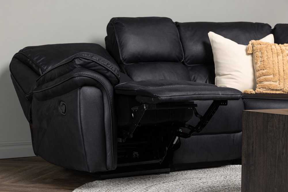 Venture Design Kampinis sofaas, Saranda atlenkiamas, 338x99 cm, Juodas
