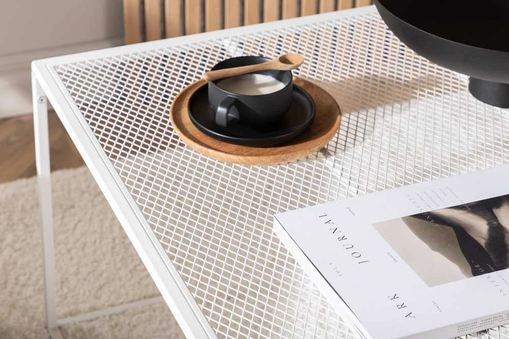 Venture Design Kavos staliukas, "Netz" sofa, 80x80 cm, Balta