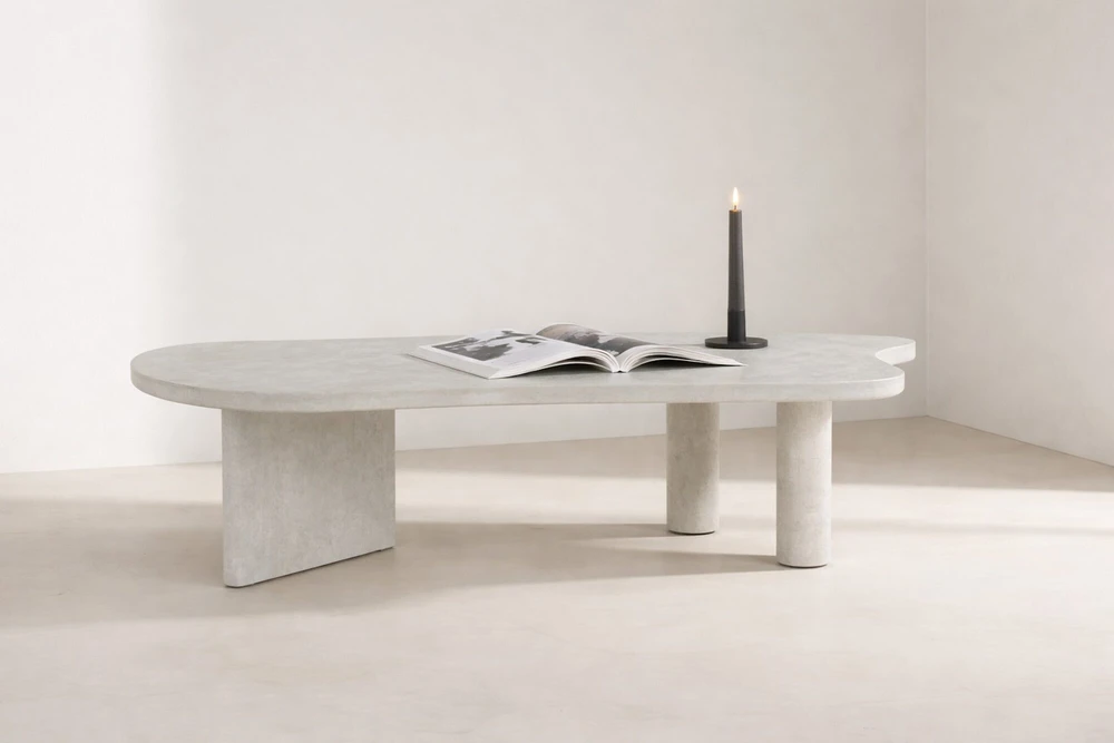 Venture Design Kavos staliukas Polle MDF 3D popierius šviesiai pilka