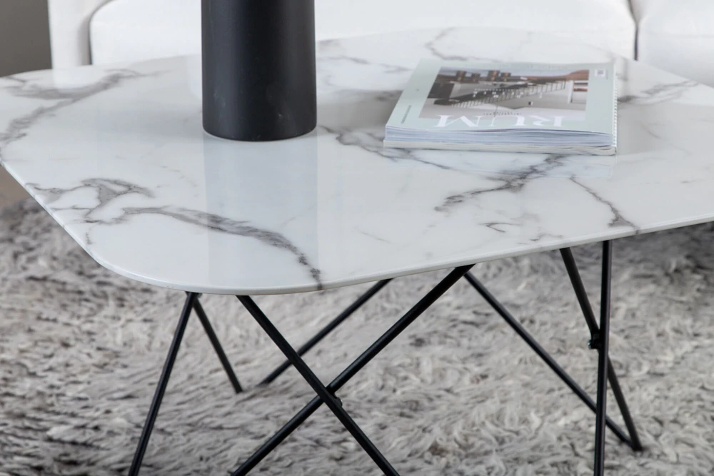 Venture Design Kavos staliukas, Tristar sofa stalas, 80x80x50 cm, Juodas/Baltas