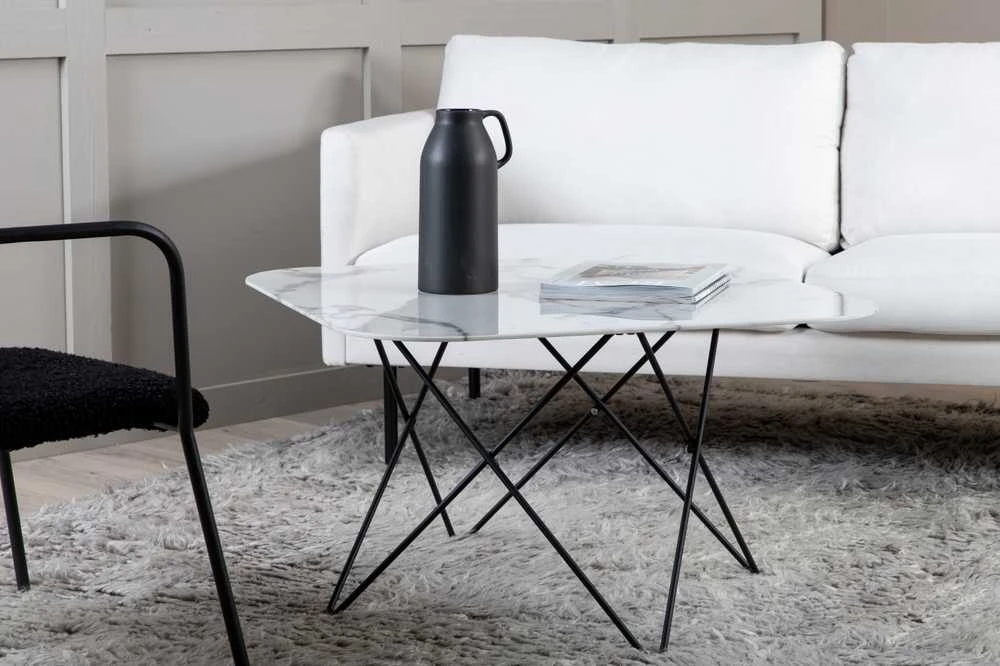 Venture Design Kavos staliukas, Tristar sofa stalas, 80x80x50 cm, Juodas/Baltas