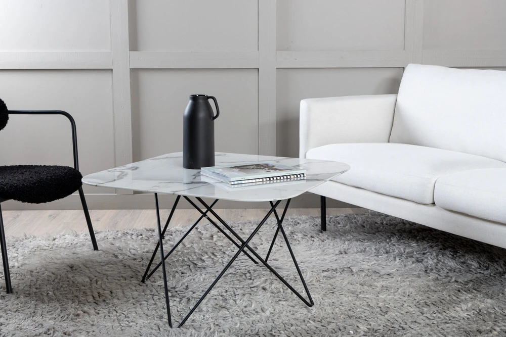 Venture Design Kavos staliukas, Tristar sofa stalas, 80x80x50 cm, Juodas/Baltas