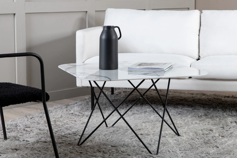 Venture Design Kavos staliukas, Tristar sofa stalas, 80x80x50 cm, Juodas/Baltas