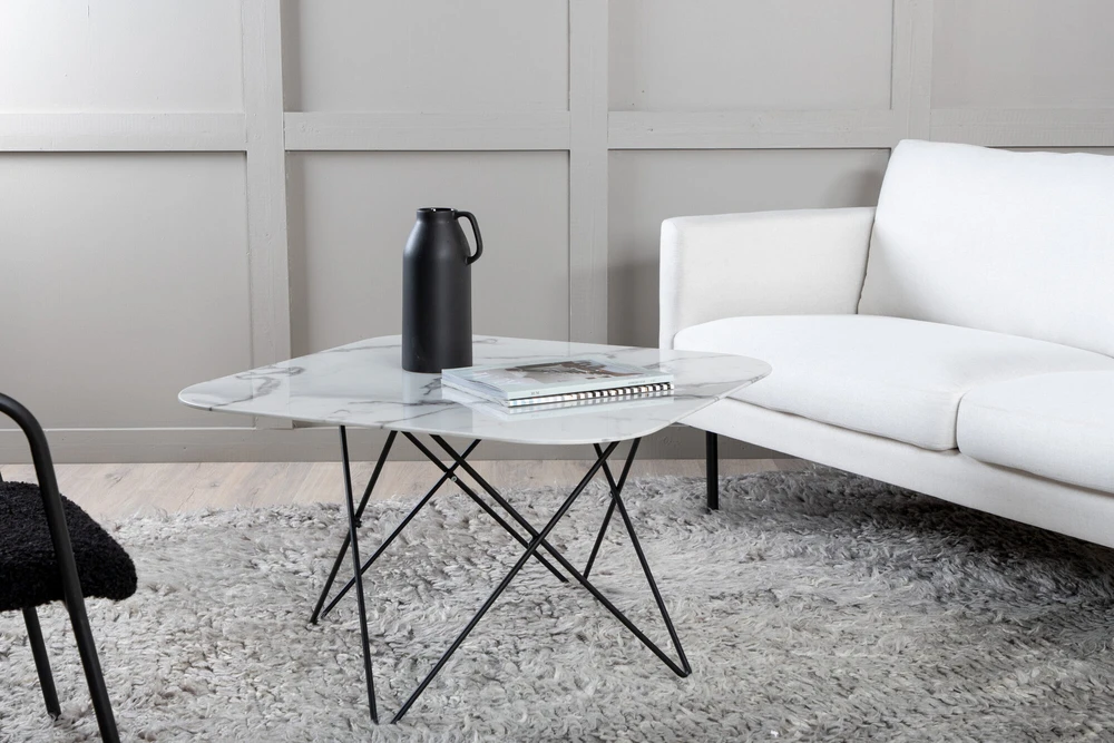 Venture Design Kavos staliukas, Tristar sofa stalas, 80x80x50 cm, Juodas/Baltas