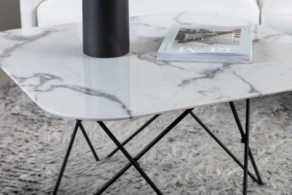 Venture Design Kavos staliukas, Tristar sofa stalas, 80x80x50 cm, Juodas/Baltas