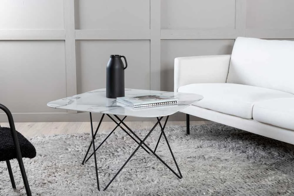 Venture Design Kavos staliukas, Tristar sofa stalas, 80x80x50 cm, Juodas/Baltas