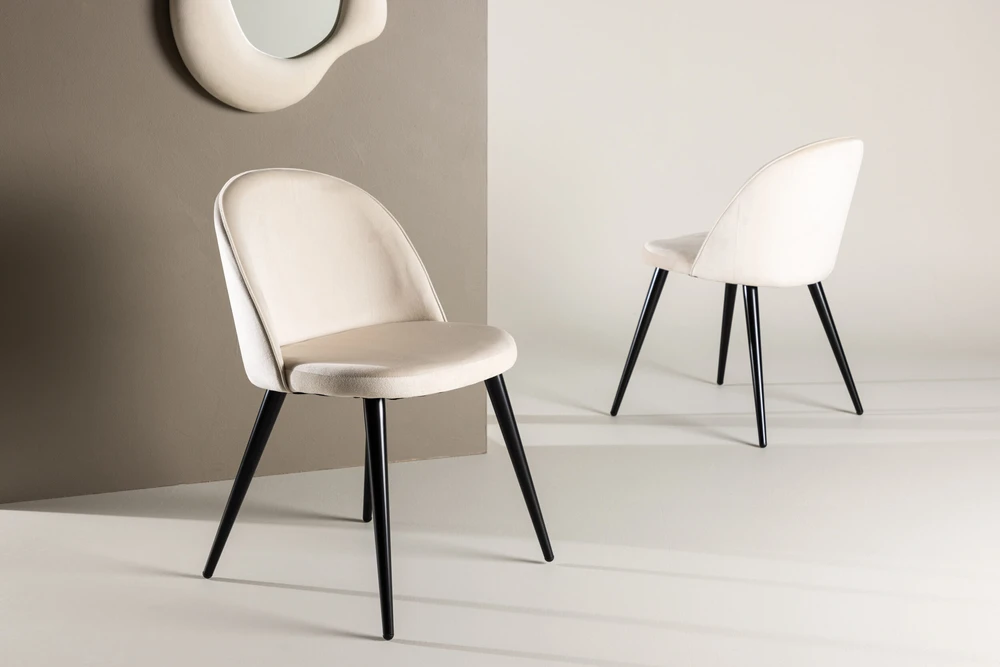 Venture Design Kėdė, aksominė Matstol 2 vnt., 57x50x76,5 cm, kreminė