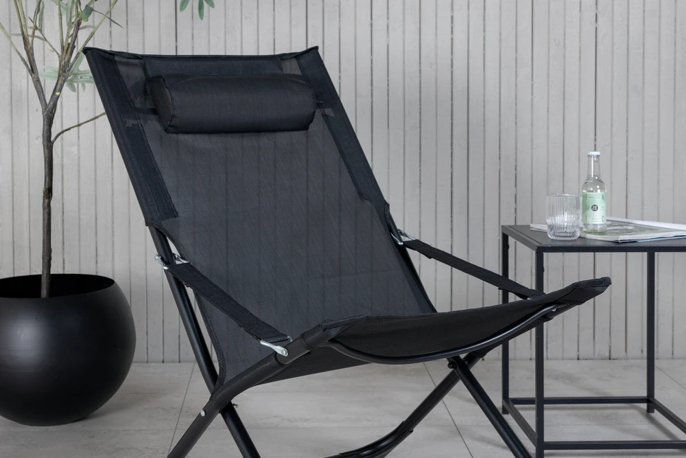 Venture Design Kėdė, Sevilijos sulankstoma atsipalaidavimo, 84x89x63 cm, Juoda