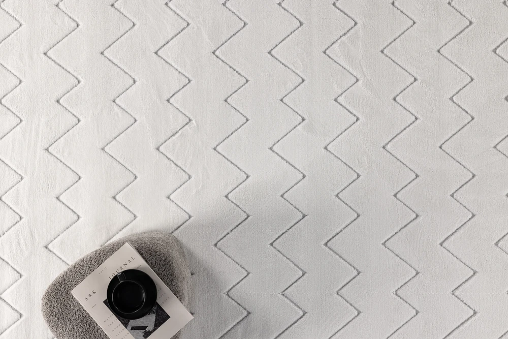 Venture Design Kilimas, Fia poliesterinis plaukotas, 290x200 cm, Balta