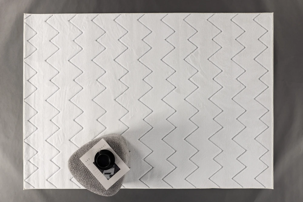 Venture Design Kilimas, Fia poliesterinis plaukotas, 290x200 cm, Balta