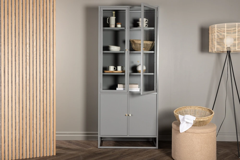 Venture Design Knygų lentyna, aptraukta bakalu, 41x190x80 cm, šviesiai pilka