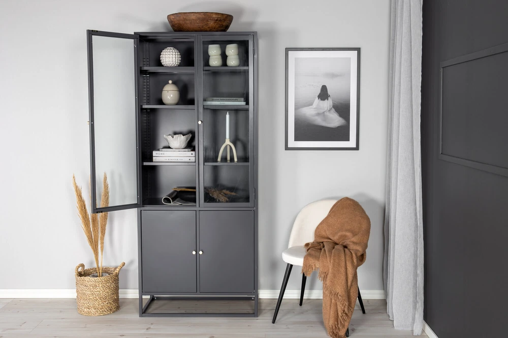 Venture Design Knygų spinta Bakal 80x40.5x190 cm šviesiai pilkas plienas