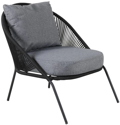 Venture Design Lounge kėdė Lindos 52x60 cm Juoda poliesterio virvė