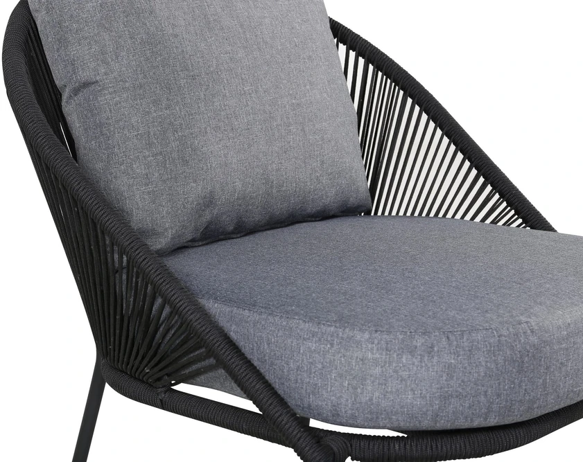 Venture Design Lounge kėdė Lindos 52x60 cm Juoda poliesterio virvė
