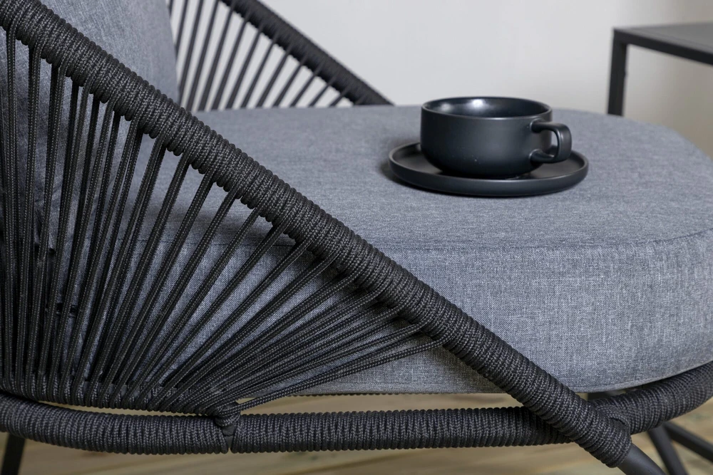 Venture Design Lounge kėdė Lindos 52x60 cm Juoda poliesterio virvė