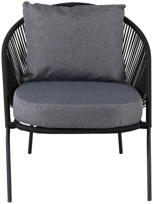 Venture Design Lounge kėdė Lindos 52x60 cm Juoda poliesterio virvė
