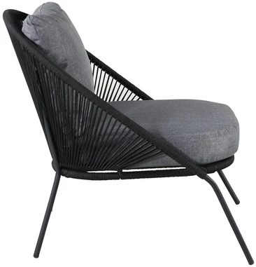 Venture Design Lounge kėdė Lindos 52x60 cm Juoda poliesterio virvė