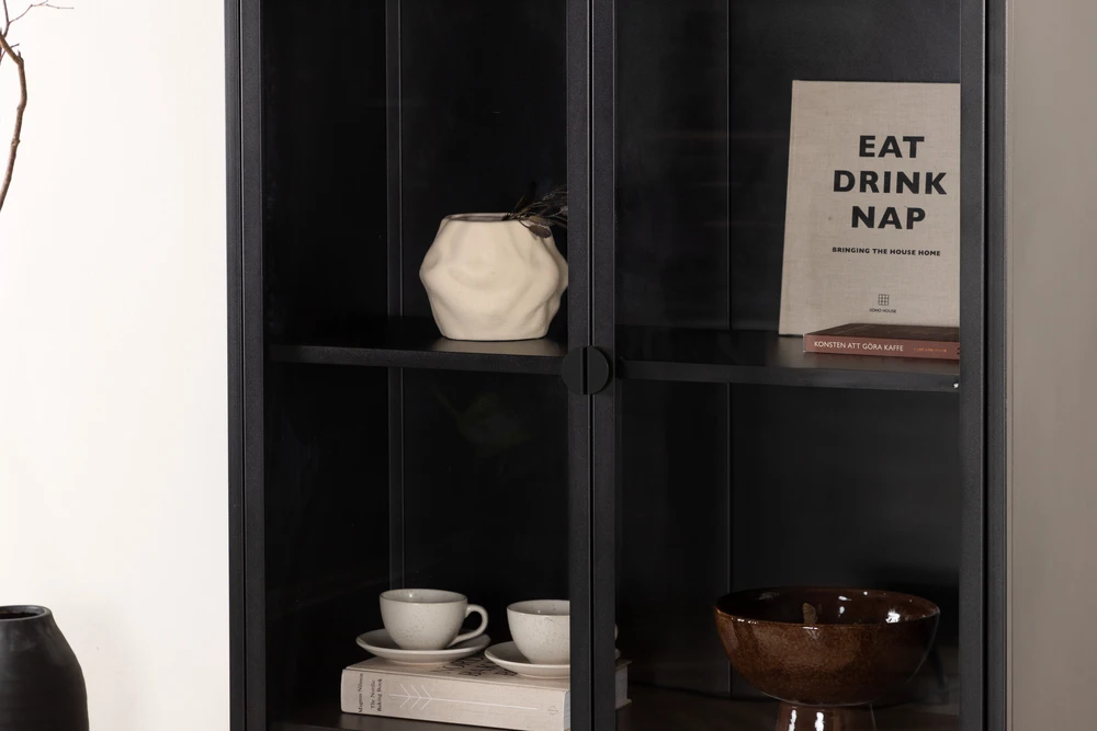 Venture Design Plieninė juoda spintelė indams