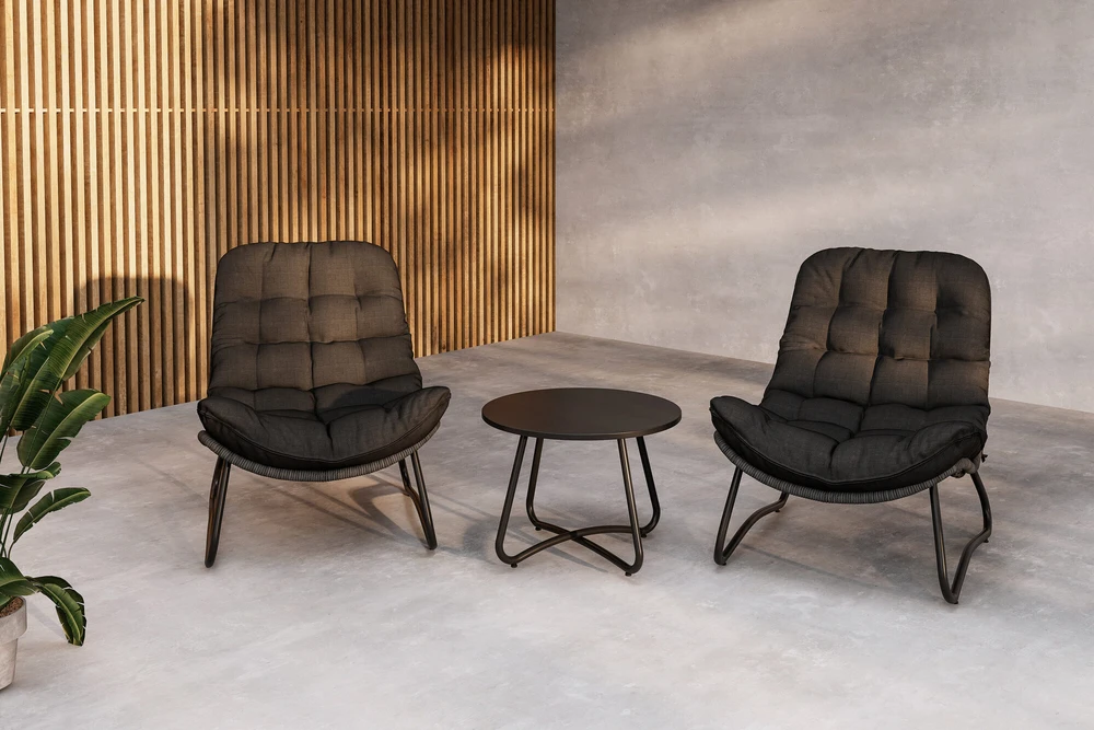Venture Design Poilsio komplektas Cala pilkas juodas plienas