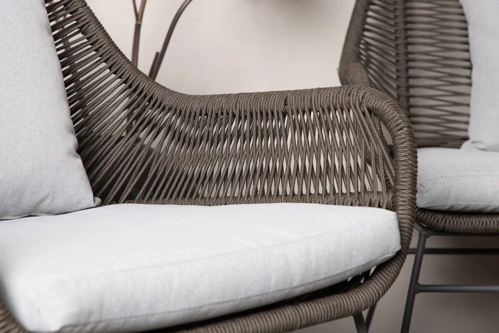 Venture Design Poilsio komplektas, Davao, Sofa: 73x133x73 cm, Stalas: 70x40 cm, Kėdė: 73x70x73 cm, Tamsiai pilka