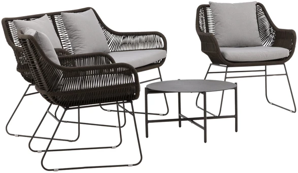 Venture Design Poilsio komplektas, Davao, Sofa: 73x133x73 cm, Stalas: 70x40 cm, Kėdė: 73x70x73 cm, Tamsiai pilka