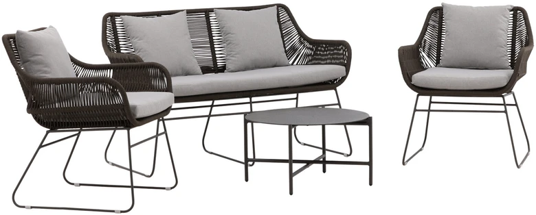 Venture Design Poilsio komplektas, Davao, Sofa: 73x133x73 cm, Stalas: 70x40 cm, Kėdė: 73x70x73 cm, Tamsiai pilka
