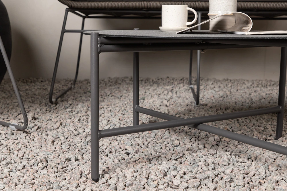 Venture Design Poilsio komplektas, Davao, Sofa: 73x133x73 cm, Stalas: 70x40 cm, Kėdė: 73x70x73 cm, Tamsiai pilka