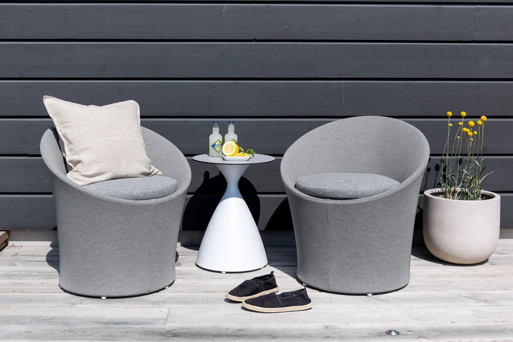 Venture Design Poilsio komplektas, Spoga, Stalas: ⌀40 Kėdė: D:58 A:73 P:67 Sofa: D:58 A:73 P:67, Pilka